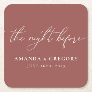 The Night Before Wedding Rehearsal Dinner Welcome Square Paper Coaster