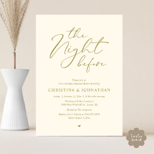 “The Night Before” Yellow Gold Rehearsal Dinner Invitation