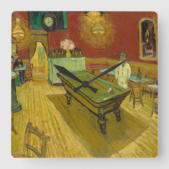 The Night Cafe, 1888 by Vincent van Gogh Square Wall Clock (Front)