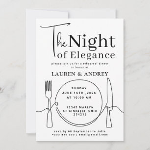The Night of Elegance Photo Rehearsal Dinner Invitation