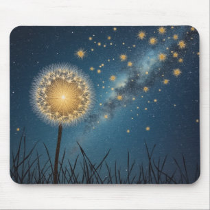the night sky and dandelions mouse pad