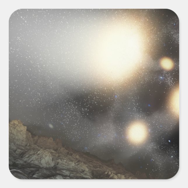 The night sky as seen from a hypothetical plane square sticker (Front)