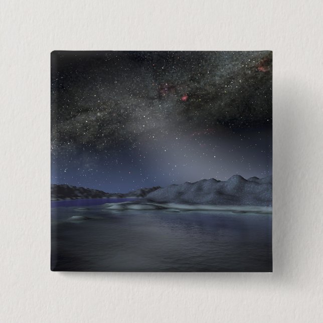 The night sky from a hypothetical alien planet 2 inch square button (Front)