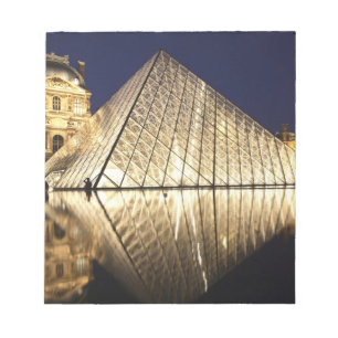 The night view of the glass Pyramid of Musee du Notepad