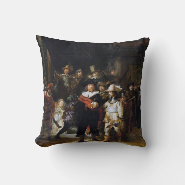 The Night Watch, Rembrandt, 1642 Throw Pillow (Front)