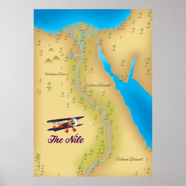 The Nile vintage style old map poster (Front)