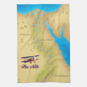 The Nile vintage style old map poster Kitchen Towel