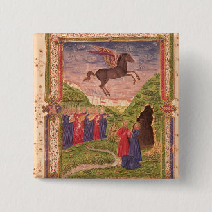 The nine Muses playing instruments 2 Inch Square Button