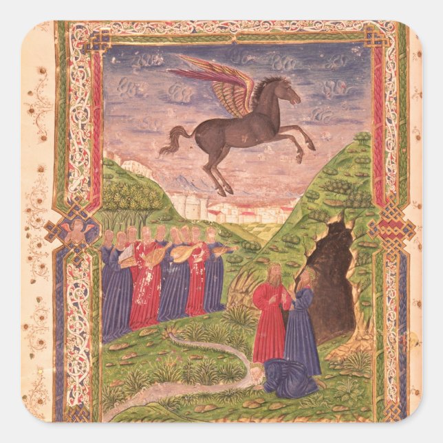 The nine Muses playing instruments Square Sticker (Front)