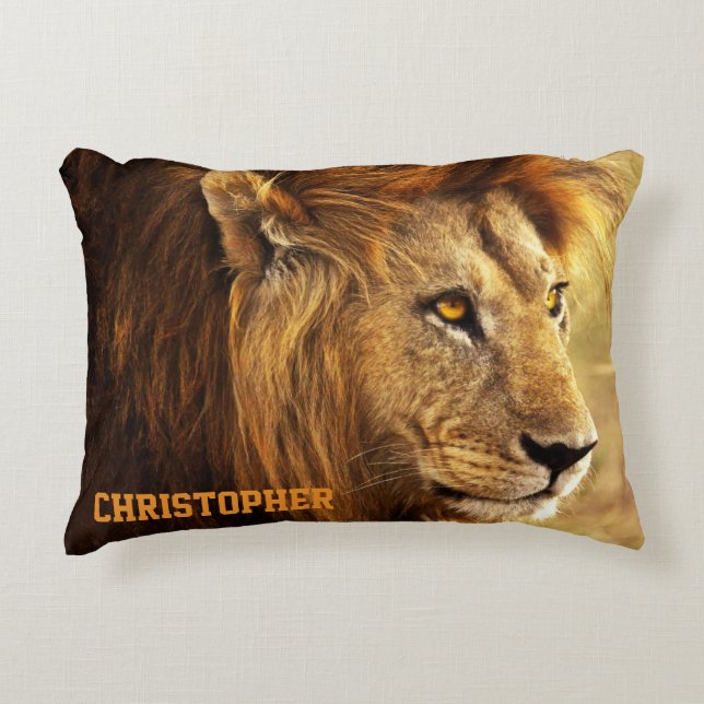 The Noble Lion Photograph Accent Pillow (Front)