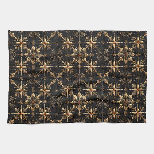 The Noël Kitchen Elegance - Black Kitchen Towel (Horizontal)