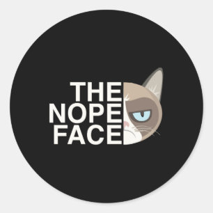 The Nope Face _ Funny Lazy Cat Joke Hoodie For Men Classic Round Sticker