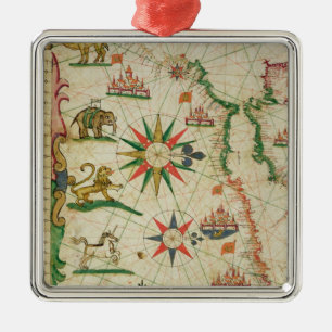 The North African Coast, from a nautical atlas Metal Ornament