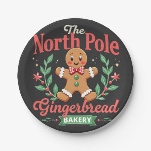 The North Pole Gingerbread Bakery Christmas  Paper Plate