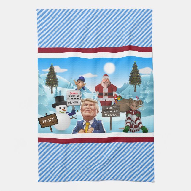 The North Pole Protests Trump Kitchen Towel (Vertical)