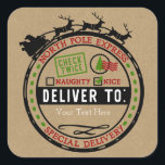 The North Pole Sleigh Express Delivery Christmas Square Sticker<br><div class="desc">The North Pole Sleigh Express Delivery Christmas Stickers</div>