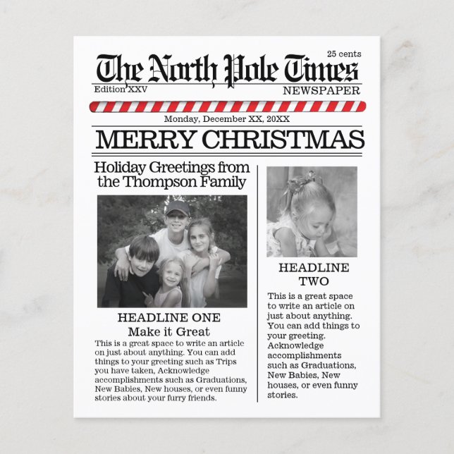 The North Pole Times Newspaper Headlines Flyer (Front)