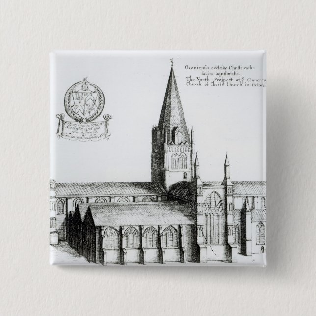 The North Prospect of Conuentuall 2 Inch Square Button (Front)