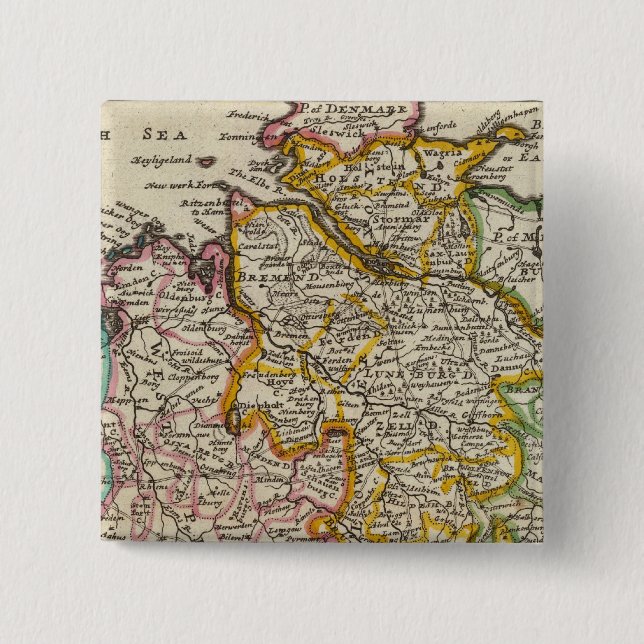 The north west part of Germany 2 Inch Square Button (Front)