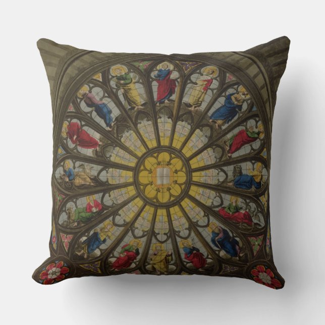 The North Window, plate D from 'Westminster Abbey' Throw Pillow (Front)