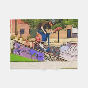 The Nosedive Landing - Scooter Rider Trick Fleece Blanket