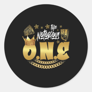 The Notorious One Old School Hip Hop Funny 1st Bir Classic Round Sticker