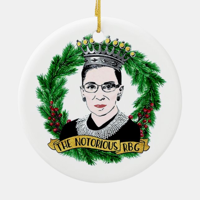 The Notorious RBG Ruth Bader Ginsburg Christmas Ceramic Ornament (Back)