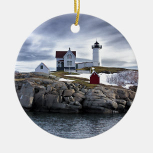 The "Nubble" Cape Neddick lighthouse York, Maine Ceramic Ornament