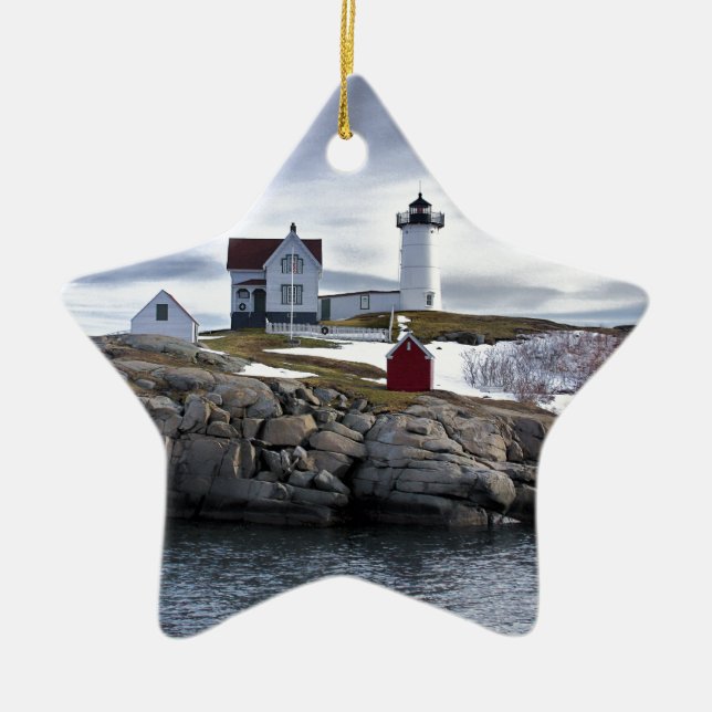 The "Nubble" Cape Neddick lighthouse York, Maine Ceramic Ornament (Front)