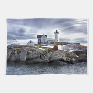 The "Nubble" Cape Neddick lighthouse York, Maine Kitchen Towel