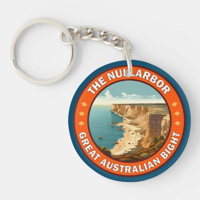 The Nullarbor Great Australian Bight Retro Emblem Keychain (Front)