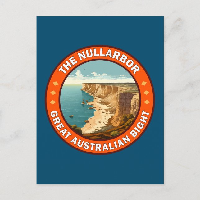 The Nullarbor Great Australian Bight Retro Emblem Postcard (Front)
