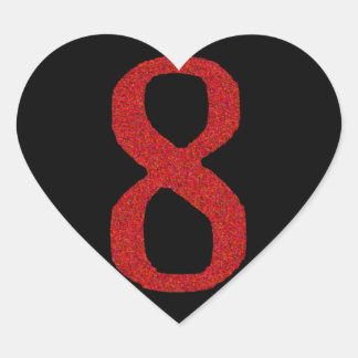 THE NUMBER 8 IN RED HEART STICKER