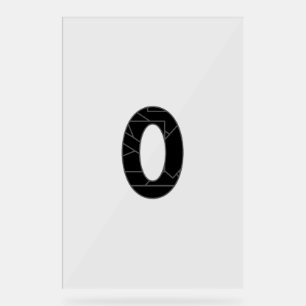 The number zero (0) in black acrylic sign