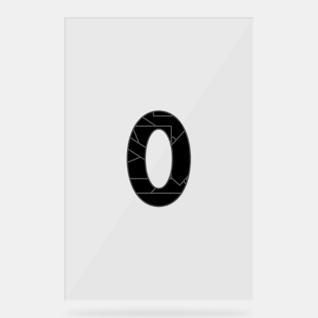 The number zero (0) in black acrylic sign (Front)