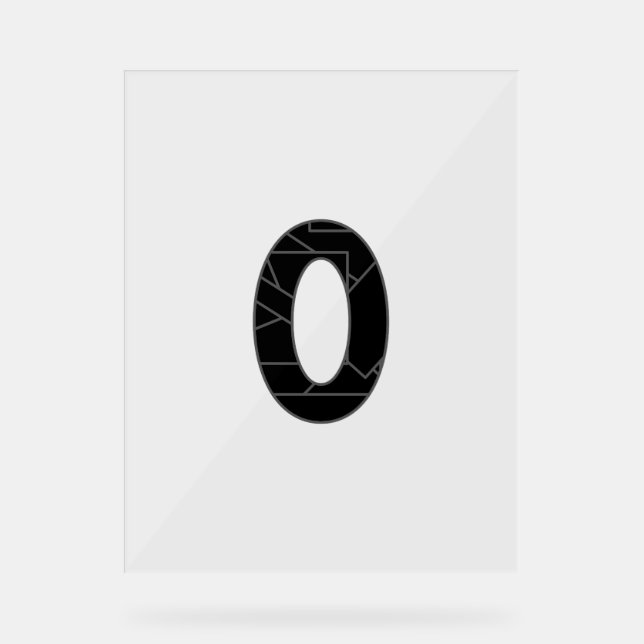 The number zero (0) in black acrylic sign (Front)