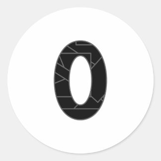 The number zero (0) in black classic round sticker