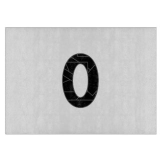 The number zero (0) in black cutting board
