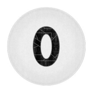 The number zero (0) in black cutting board