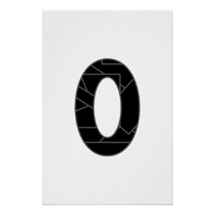 The number zero (0) in black poster