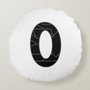 The number zero (0) in black round pillow