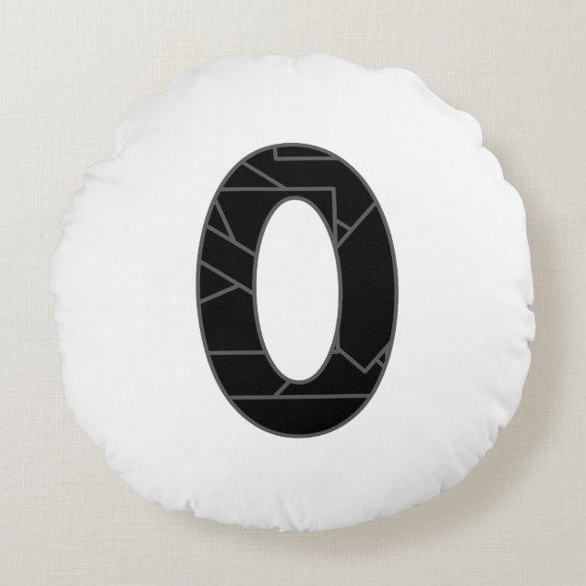 The number zero (0) in black round pillow (Front)