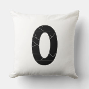 The number zero (0) in black throw pillow