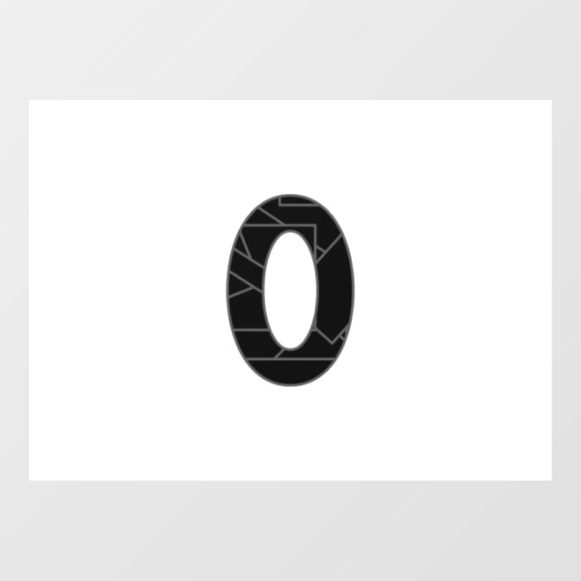The number zero (0) in black window cling (Sheet)