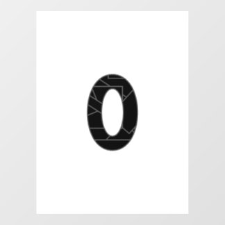 The number zero (0) in black window cling