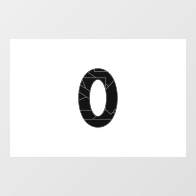 The number zero (0) in black window cling (Sheet)