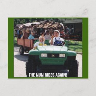 THE NUN RIDES AGAIN! POSTCARD