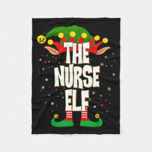 The Nurse Elf Christmas  Fleece Blanket
