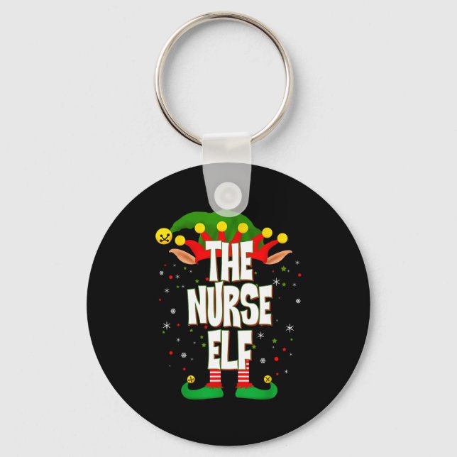 The Nurse Elf Christmas  Keychain (Front)
