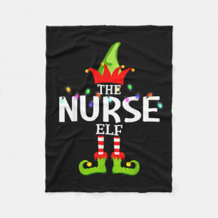 The Nurse Elf Christmas Matching Pajamas  Fleece Blanket